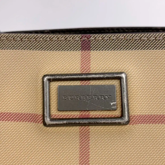 BURBERRY Beige Nova Check Small Coated Canvas Tote handbag Lined AUTHENTIC - Picture 5 of 17